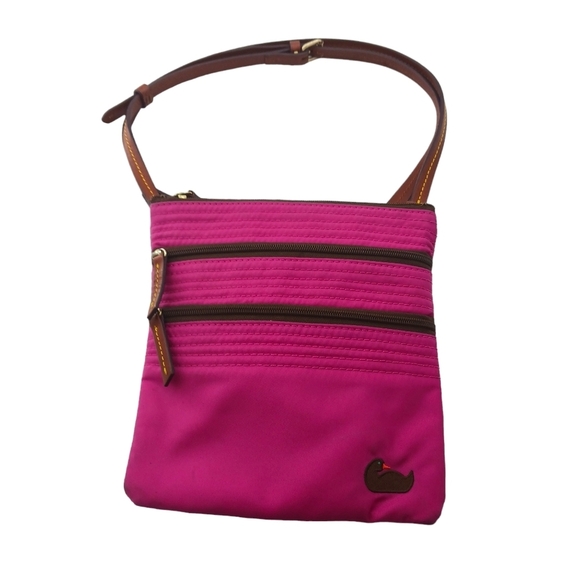 Dooney & Bourke Womens Crossbody Magenta Pink Brown - Picture 1 of 10